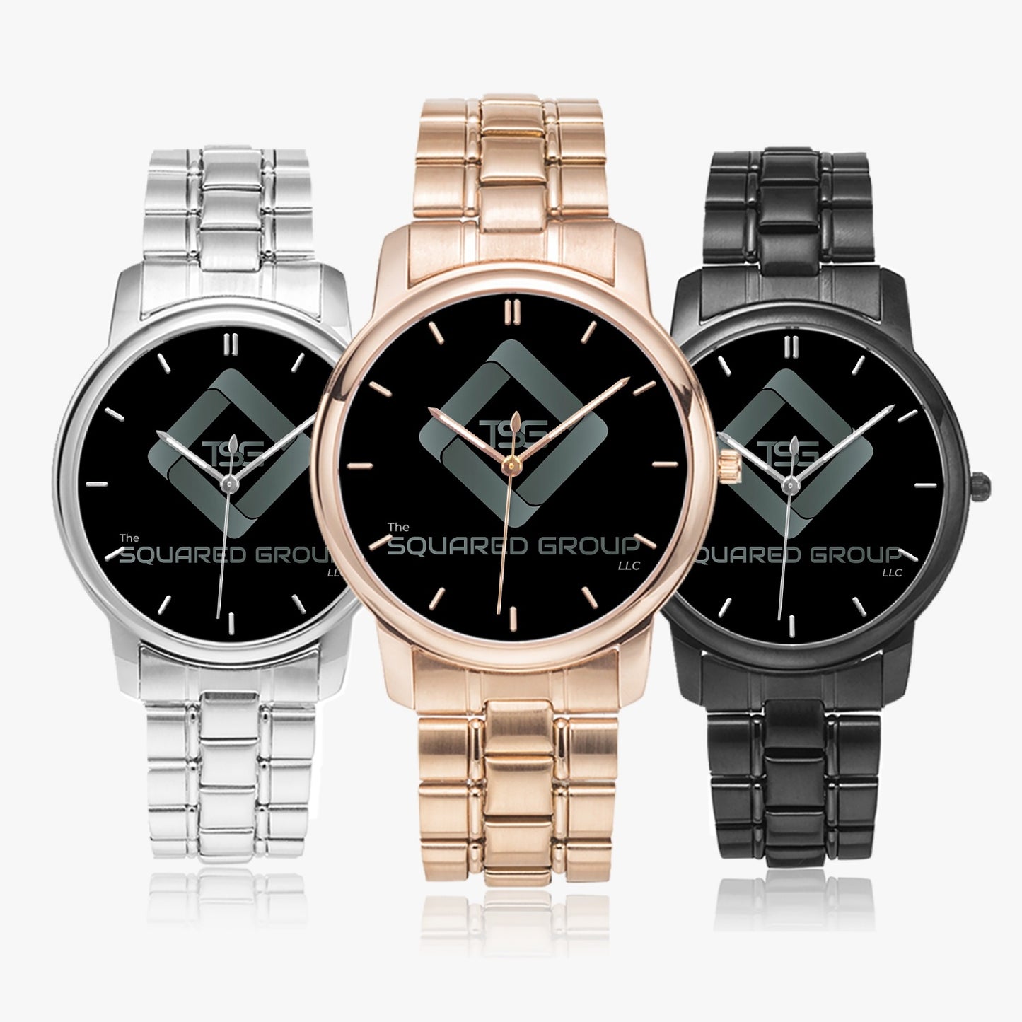 The Squared Group, LLC- Folding Clasp Type Stainless Steel Quartz Watch (With Indicators)